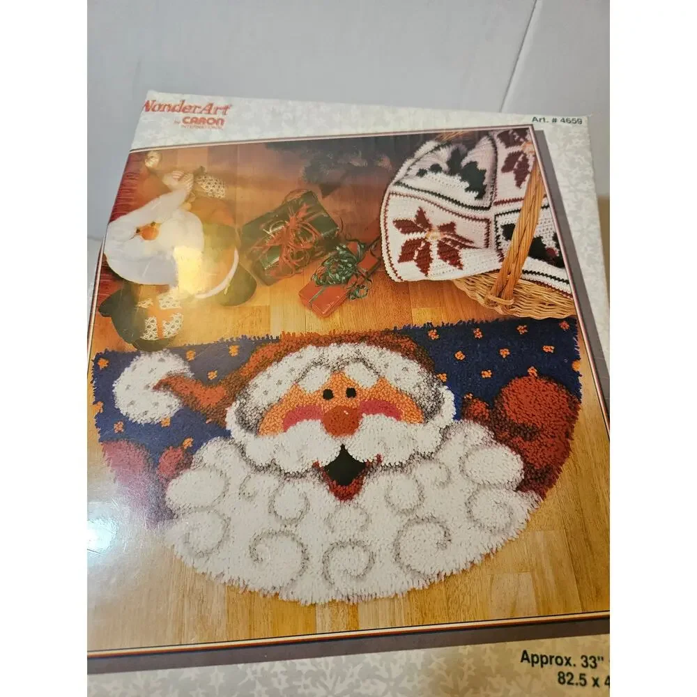 Vintage Latch Hook Kit Kris Kringle Rug NEW Old Stock No 4659 Christmas